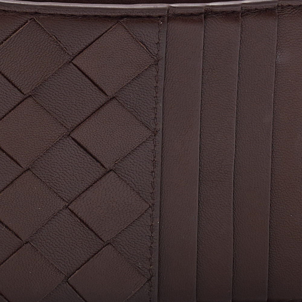BOTTEGA VENETA Brown Intrecciato Leather Zip Card Holder - Picture 5 of 8